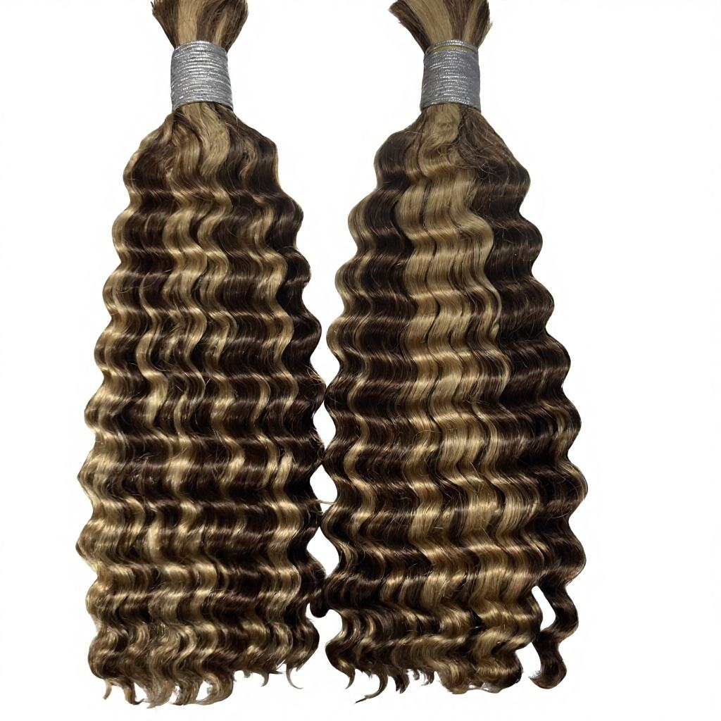 100% Top Quality Super Double Drawn #4/27 Deep Wave Multiple Colors & Textures Human Hair Extensions for Braiding
