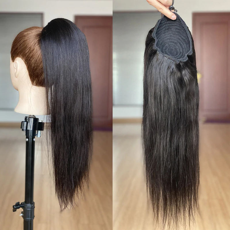 10A Kinky Straight Raw Virgin Hair Ponytails Human Hair Drawstring Hair Extensions Free Shipping for Black Woman