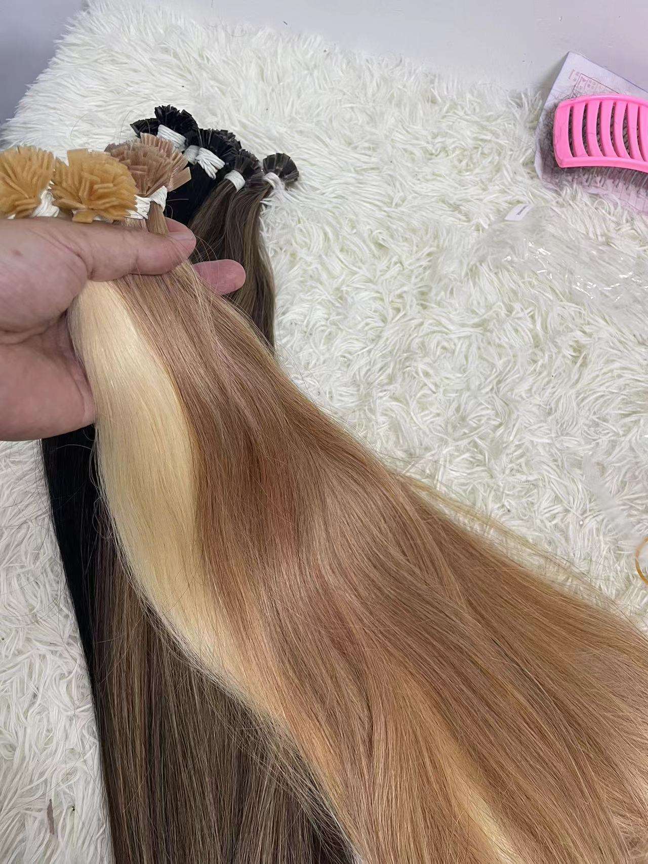 Flat Tip Human Hair Extensions Virgin Remy Hair Wholesale Blonde 27# Color 50Gram/Pack 18-30inch Natural Straight Hair