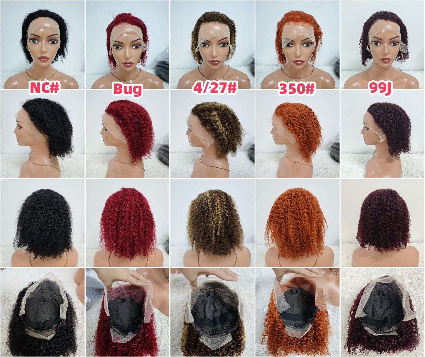 Promotion $24 100% Human Hair Wigs Jerry Curly 13x4 Lace Frontal Colorful Curly Wigs High Quality 10-16inch Wholesale Factory