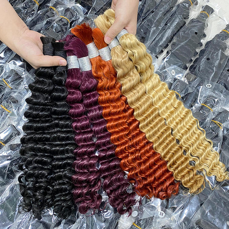 Hot Selling 2026 Raw Hair Braiding Deep Wave Afro Kinky Bulk Human Hair Wholesale Wet and Wavy Human Hair Bulk