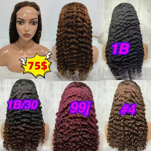 75$ Promotion Burmese Deep Curly 5x5 Lace Closure Wigs 100% Human Hair 18 20 22inch Virgin Hair Wigs Color Wholesale 10A