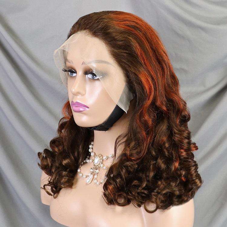 13*4 Loose Wave 300% Wholesale Full Lace Frontal Wig for Black Women Brazilian Highlight Color Lace Front Wigs