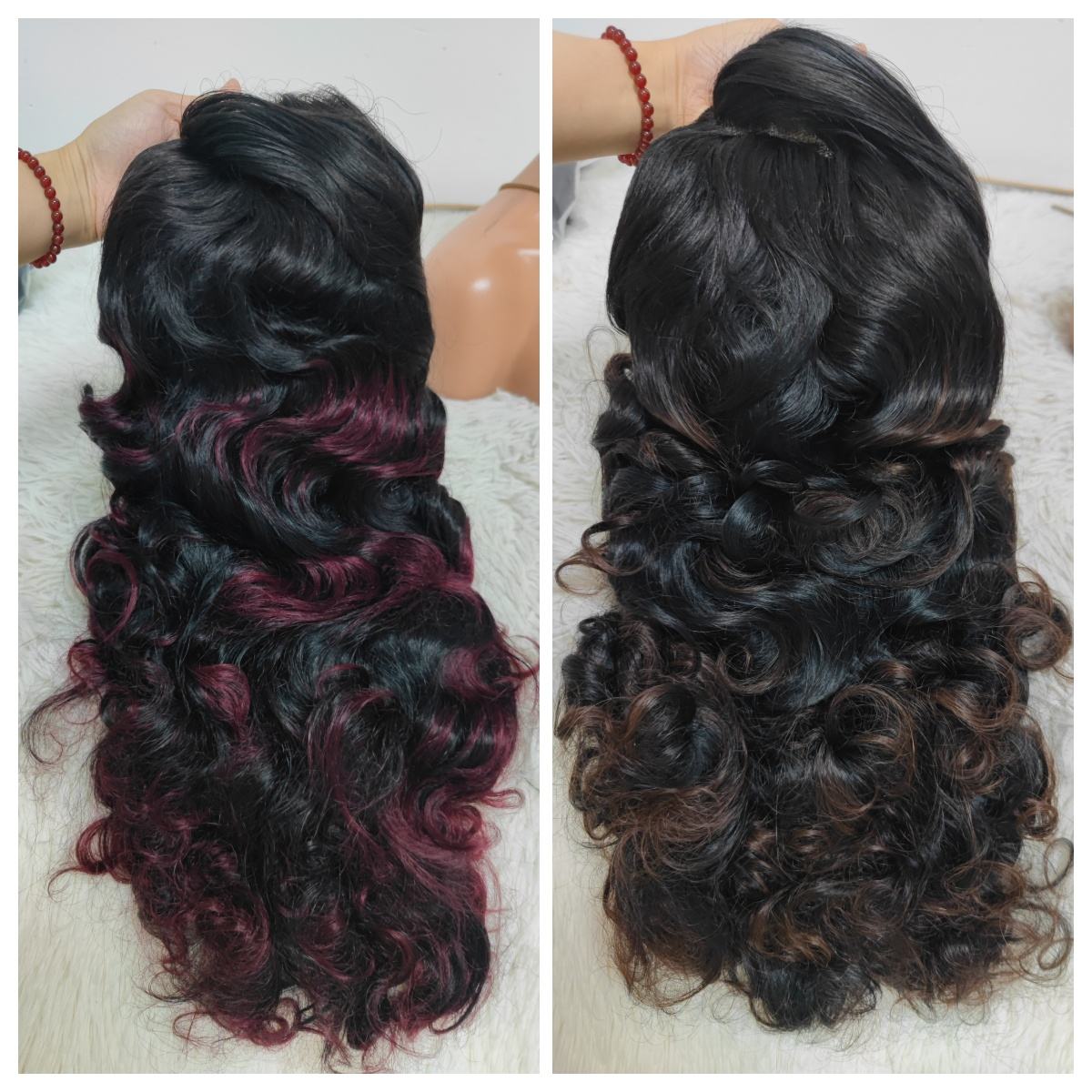 100$ Promotion 300% 13x4 Lace Full Frontal Wigs 22inch Bouncy Curly Human Hair Wigs 1B4# 1B99j# Raw Hair 100% Human Hair