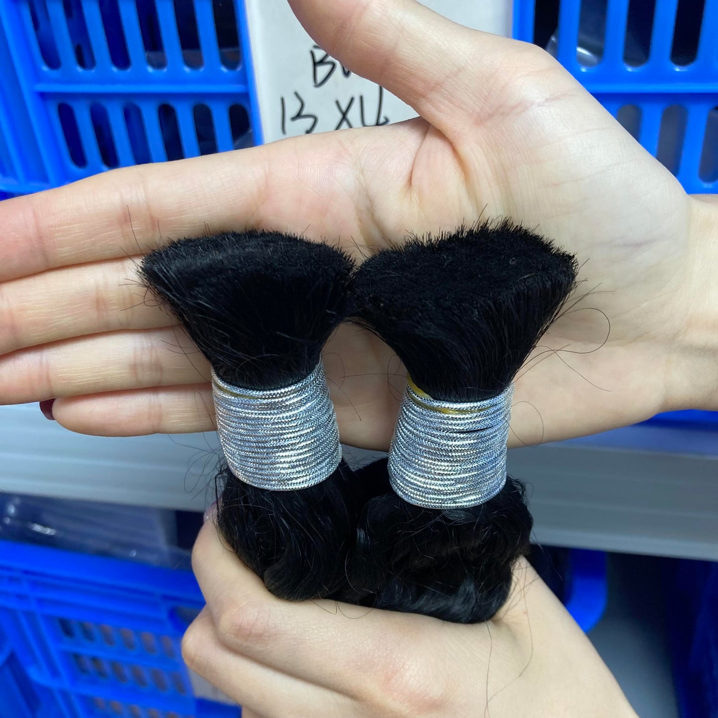 Hot Sale Wholesale Price 100% Vietnamese Super Double Drawn Human Hair Braiding Bulk Deep Wave Color 1B#