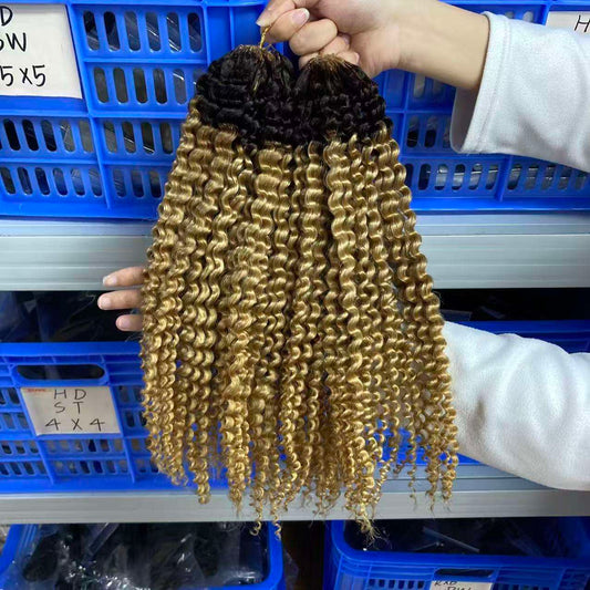100%Unprocessed Vietnamese Hair Crochet Human Hair for Braiding Deep Curly T1B/27# Feathers Crochet Hair Extensions
