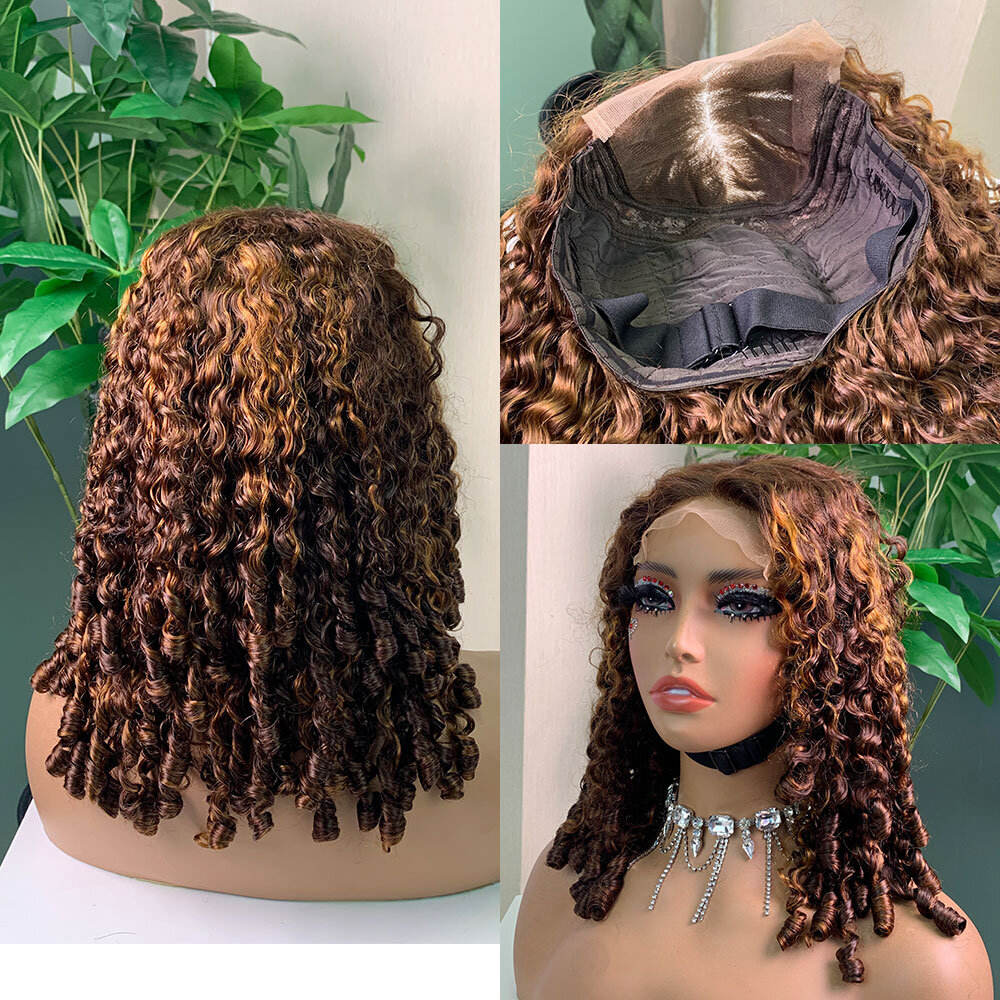 Glueless Wig 5x5 Lace Closure Pixie Curl Wig Breathable Cap Curly Wigs With Braids Human Hair Lace Front for Women