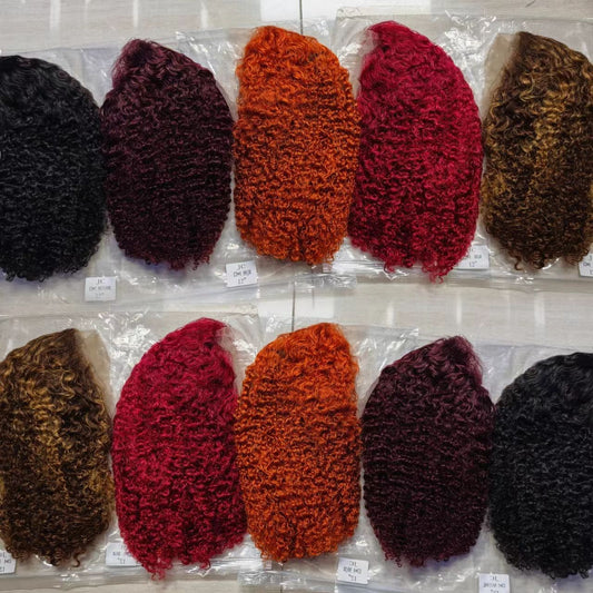 Promotion $24 100% Human Hair Wigs Jerry Curly 13x4 Lace Frontal Colorful Curly Wigs High Quality 10-16inch Wholesale Factory