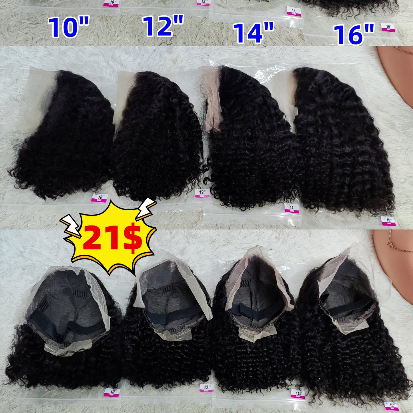 Promotion 21$ Water Wave 10 12 14 16inch 13x4 Lace Frontal Curly Remy Wigs 100% Human Hair 9A 180% Wholesale Available