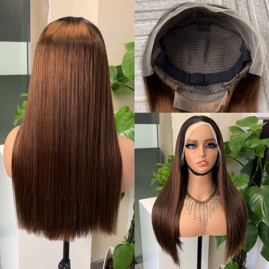 SDD Straight 13*4 Wig Super Double Drawn Vietnam 100% Human Hair Luxury Wig Brown Color
