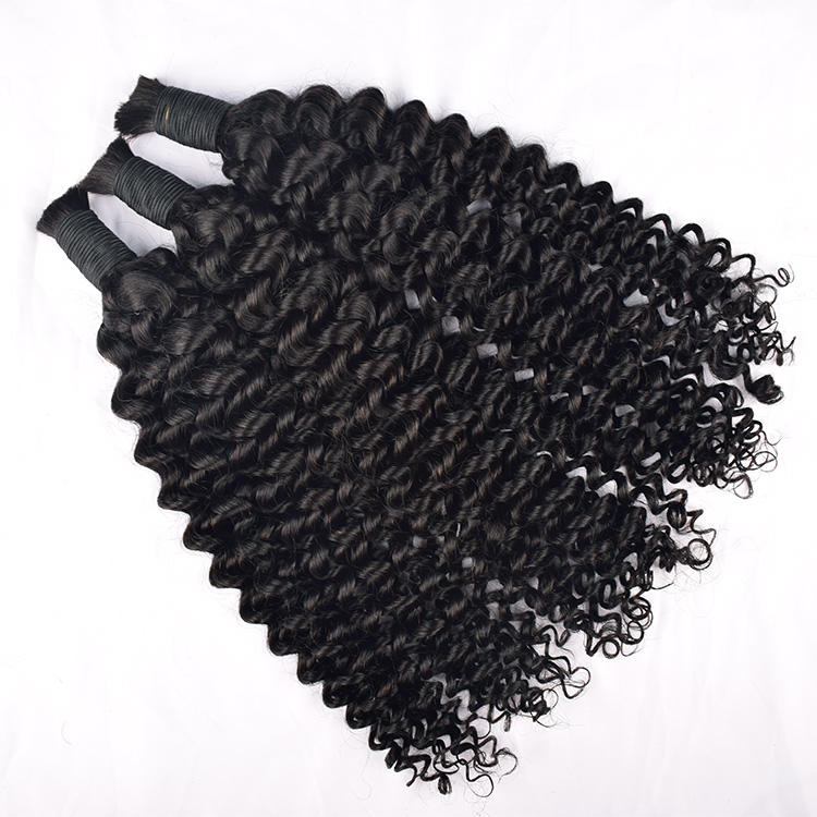 100% Human Hair Deep Curly Hair Bulk Wholesale Price High Quality Virgin Hair Braiding