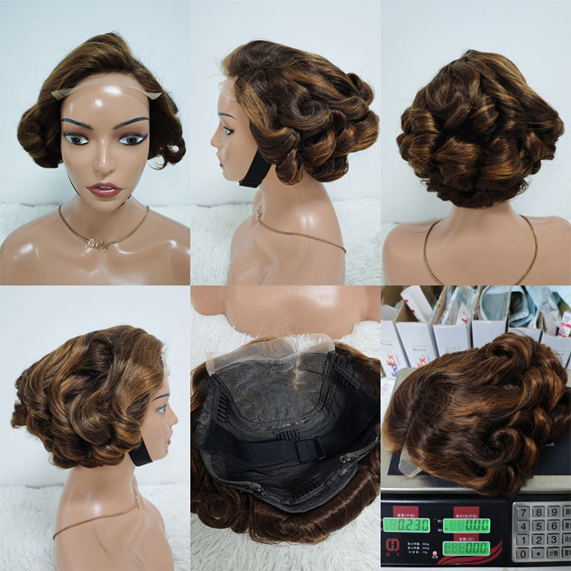 Promotion 47$ 5x5 Lace Closure Loose Wave Wig Brazilian Virgin Human Hair 1BT350 Closure Wig Piano Color Hair Wholesales
