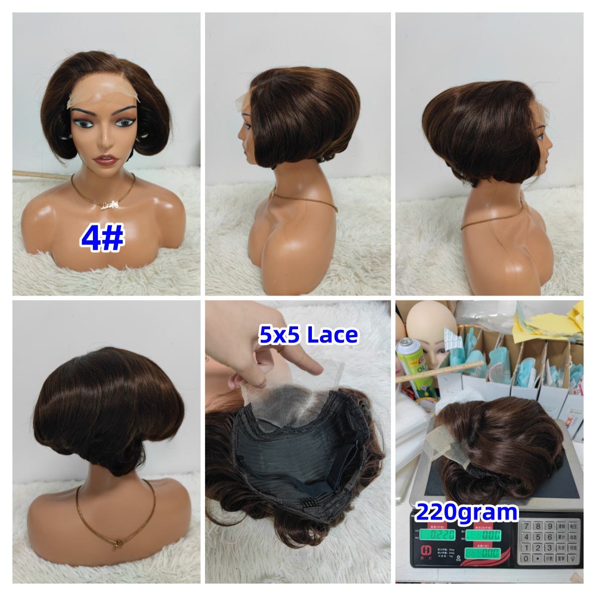 Promotion 210gram 26$ 5x5 Lace Closure Pixie Short Cut Wigs Wholesale Brazilian Wig 100% Human Hair Wigs for Black Woman