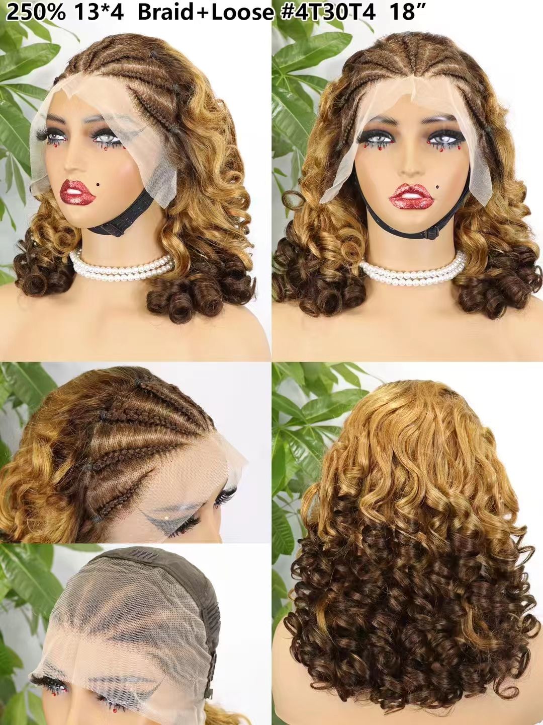 250% 13x4 Lace Frontal Braid Loose Human Wigs Wholesale Natural Colored Raw Virgin Hair Wigs with Closure