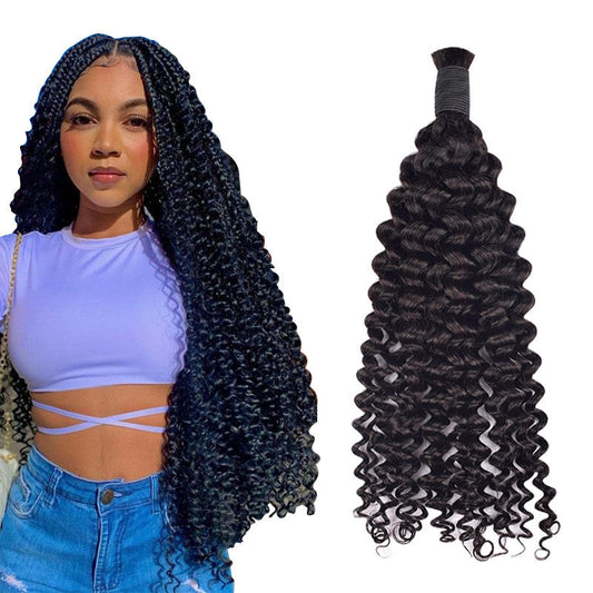 100% Human Hair Deep Curly Hair Bulk Wholesale Price High Quality Virgin Hair Braiding