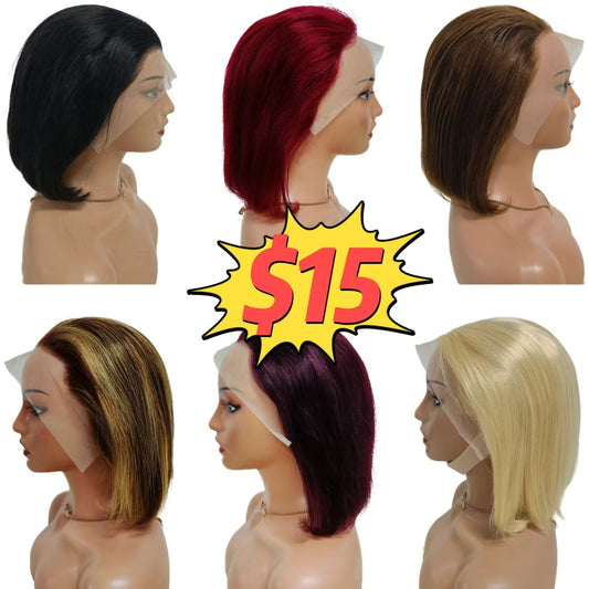 10, 12inch Promotion 13x4 Lace Frontal Straight Hair Bob Wig 6 Colors Available 100% Human Wigs Remy Hair Brazilian Wigs