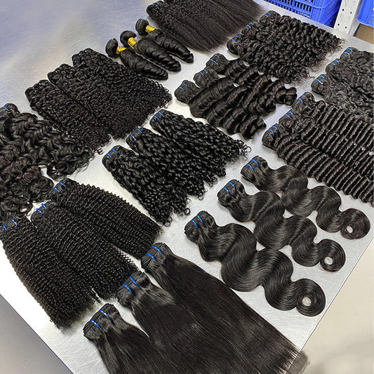 Wholesale Natural Color 11A 12A Soft Afro Raw Indian Virgin Human Hair Extensions Body Deep Wave Cuticle Aligned Double Weft