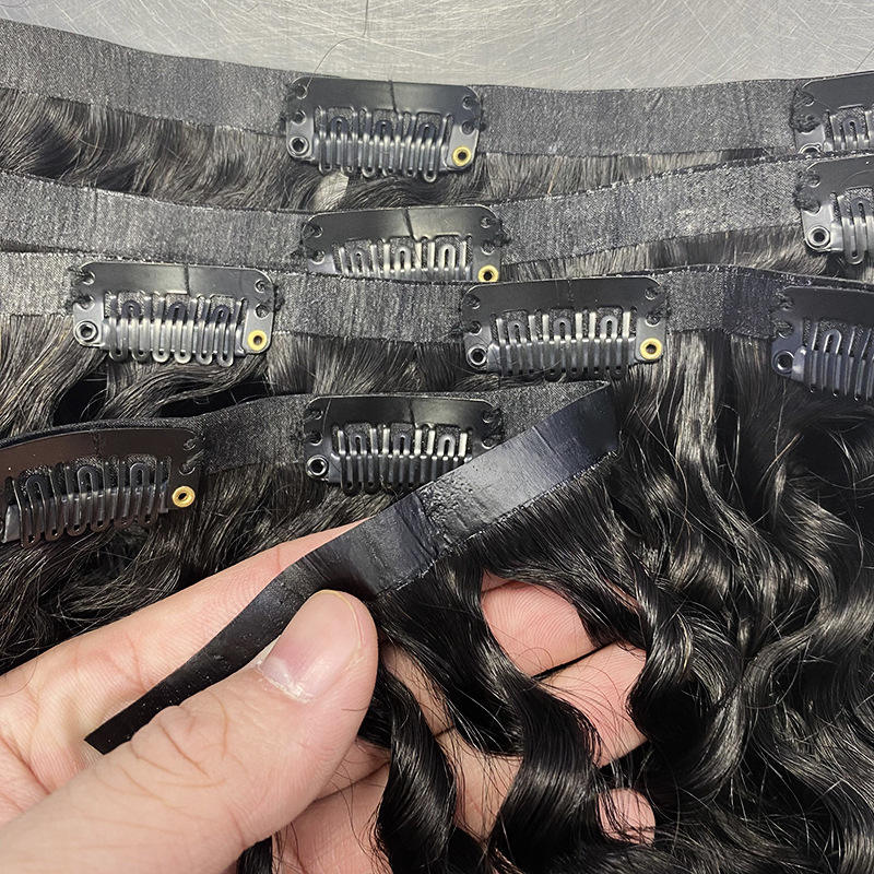 Burmese Curly Seamless Clip Ins 100% Human Hair Raw Pu Clip in Full and Thick Natural Invisible Seamless Clip in Hair Extension