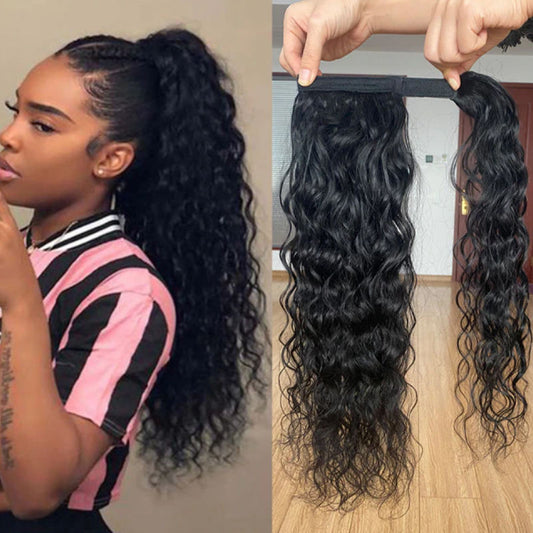 10A Ponytails Human Hair Wrap Around Curly Brazilian Raw Virgin Hair Extension 8-24 Inches Full Hair