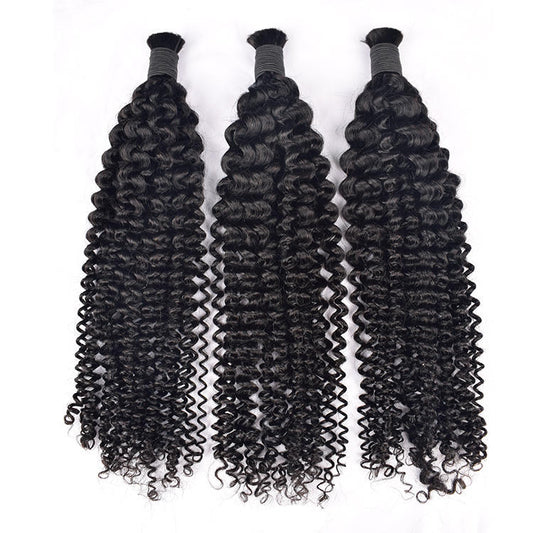 Jerry Curly Prestretched Raw Hair Bulk Human Hair for Braiding No Weft Braids Hair Extension for Black People
