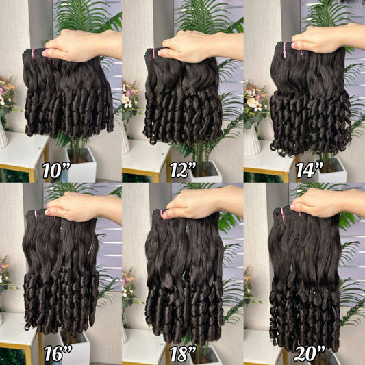 Fumi Super Double Drawn Virgin Black Human Hair Rose Curly Hair Bundles