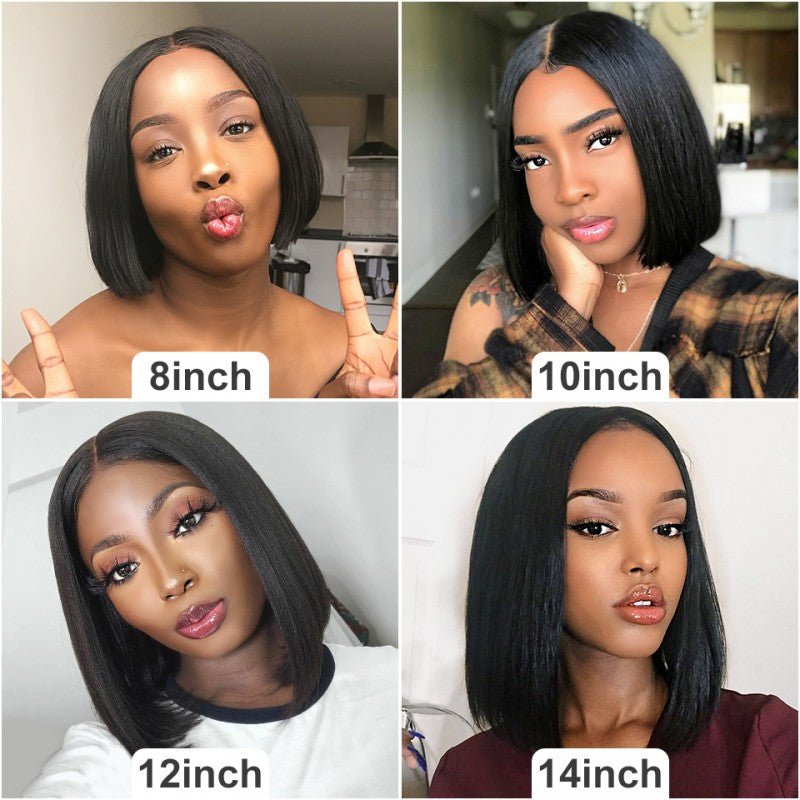 13x4 Lace Front Straight Short Bob Wigs Pre-Plucked 180% Density