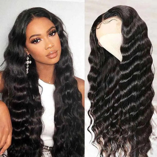 13x4 Transparent Lace Frontal Loose Wave Wigs Virgin Human Hair