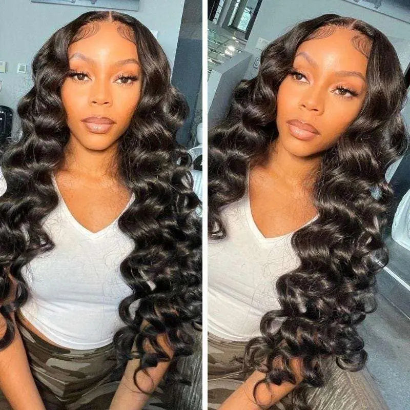 13x4 Transparent Lace Frontal Loose Wave Wigs Virgin Human Hair