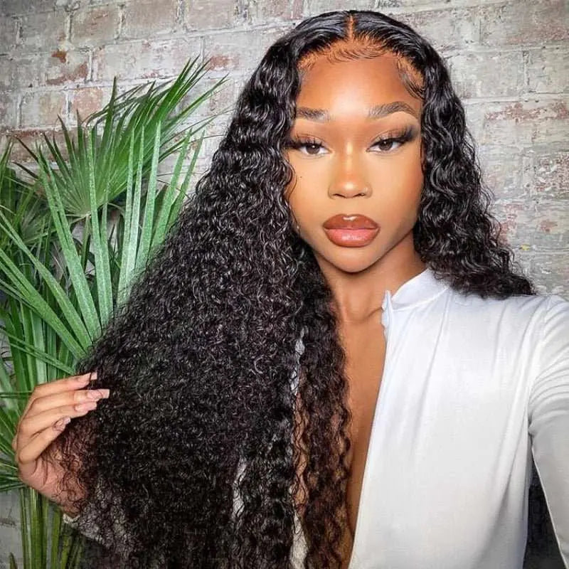 13x4 Transparent Lace Frontal Water Wave Wigs Virgin Human Hair