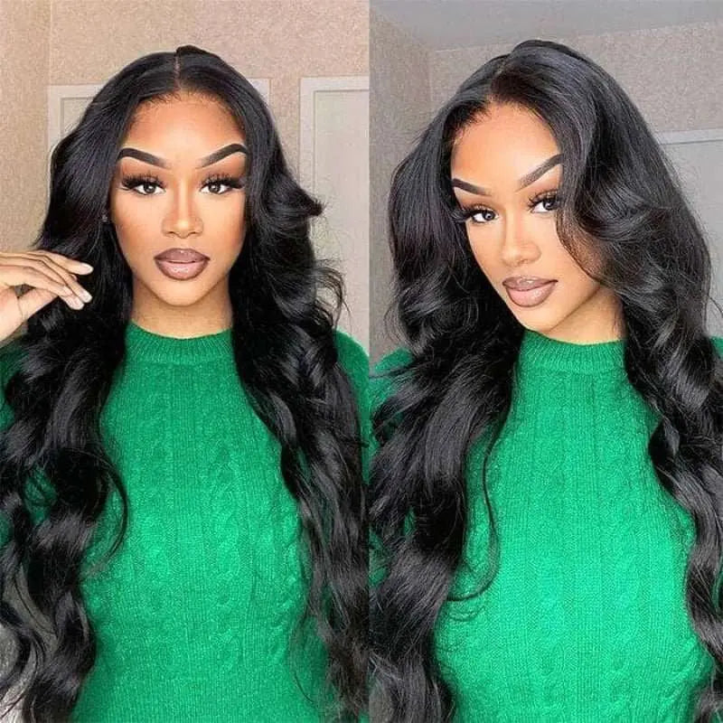 13x6 Transparent Lace Frontal Body Wave Wigs Natural Black