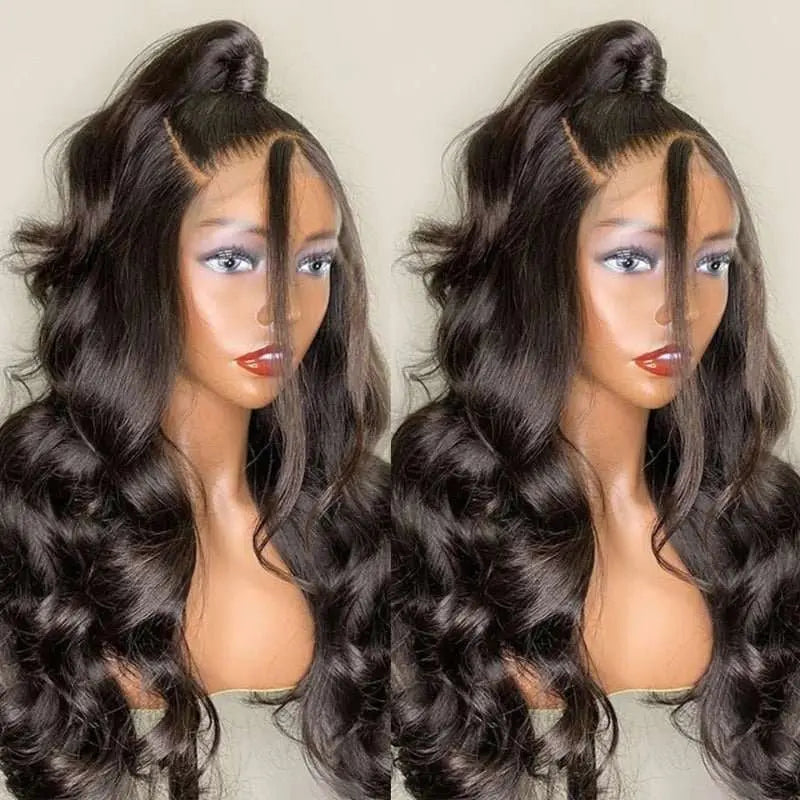 13x6 Transparent Lace Frontal Body Wave Wigs Natural Black