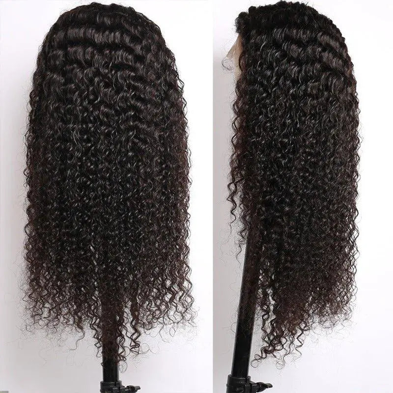 13x6 Transparent Lace Frontal Deep Curly Wigs Natural Black