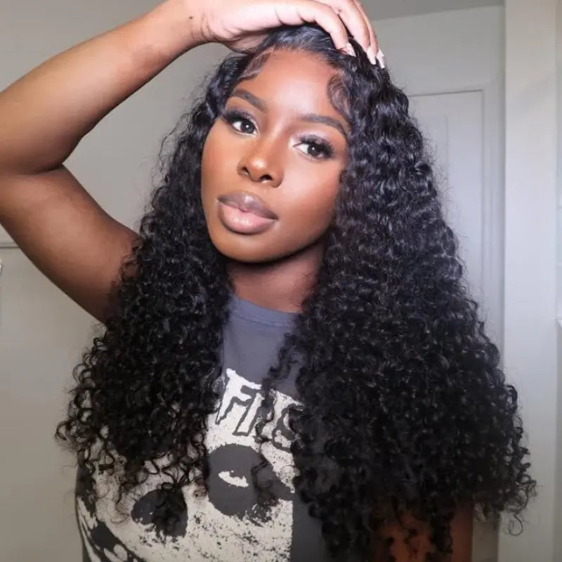 13x6 Transparent Lace Frontal Deep Wave Wigs Natural Black