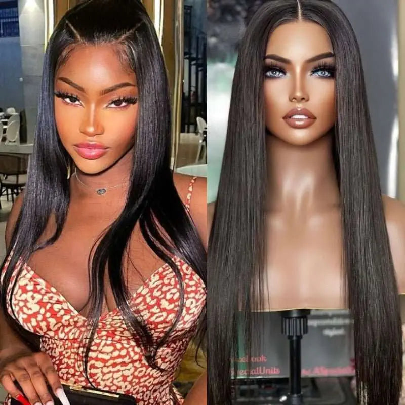 13x6 Transparent Lace Frontal Straight Wigs Natural Black