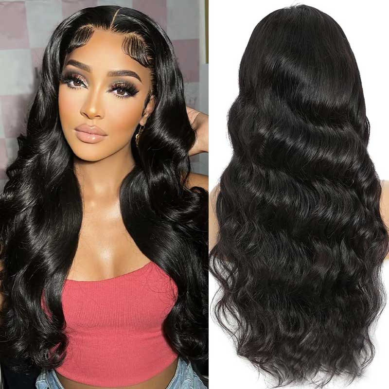 13x4 Full Frontal Lace Wigs Pre Plucked Body Wave Human Hair Wigs With Baby Hair