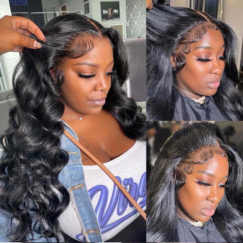 13x4 Full Frontal Lace Wigs Pre Plucked Body Wave Human Hair Wigs With Baby Hair