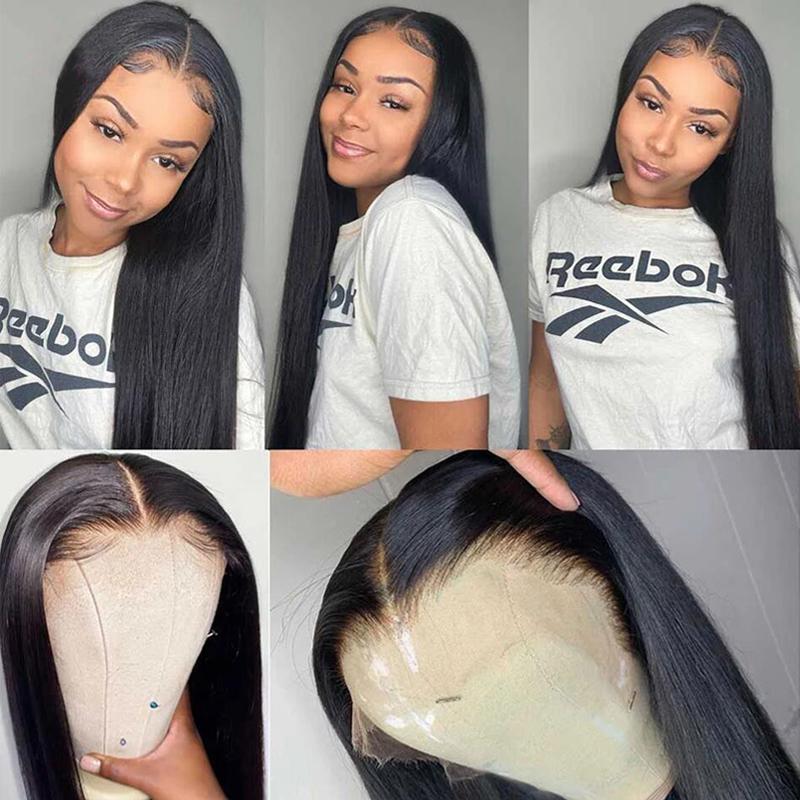 13x4 Lace Front Wigs Brazilian Straight Human Hair Wigs Pre Plucked With Baby Hair