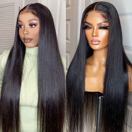 13x4 Lace Front Wigs Brazilian Straight Human Hair Wigs Pre Plucked With Baby Hair