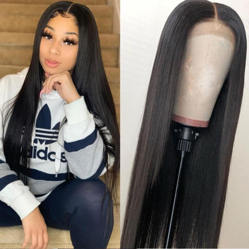 13x4 Lace Front Wigs Brazilian Straight Human Hair Wigs Pre Plucked With Baby Hair