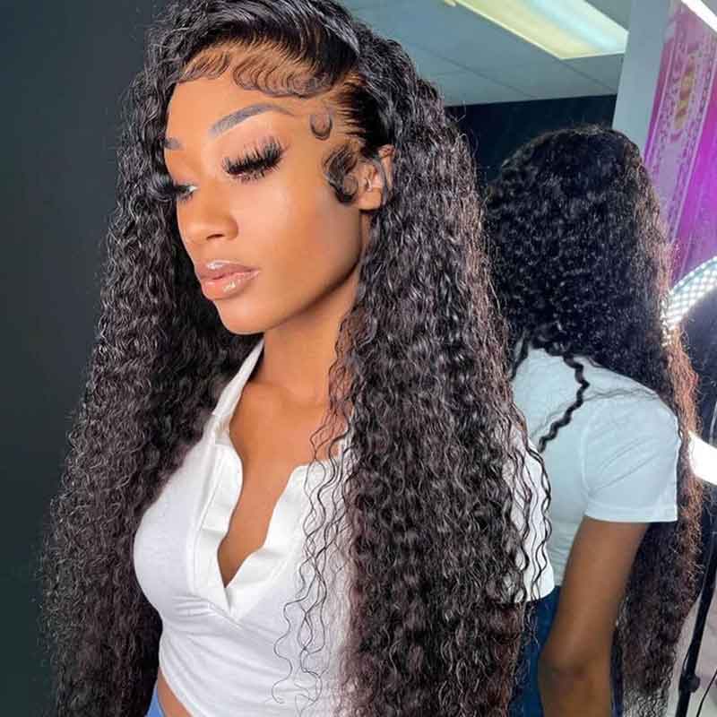 13x6 Frontal Lace Wigs Transparent Lace Jerry Curly Wigs Blend Well With Natural Hair