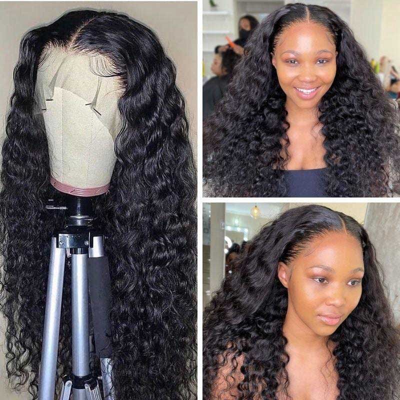 13x6 Lace Frontal Water Wave Transparent Lace Wigs 6 Inch Deep Part Human Hair Wigs