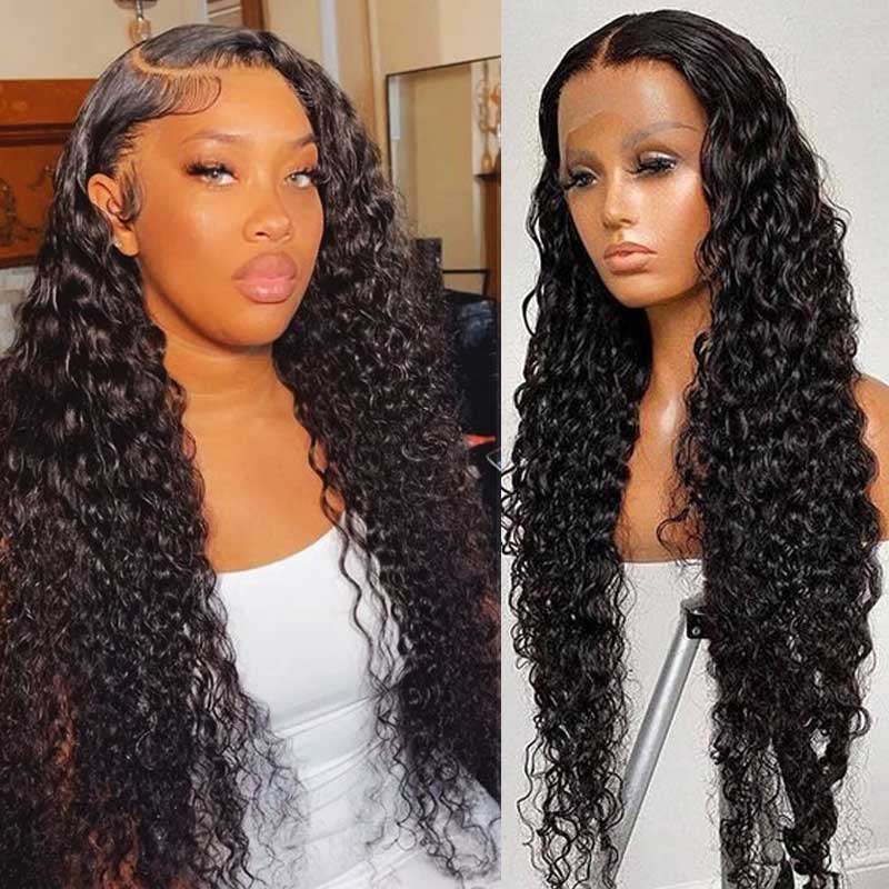 13x6 Lace Frontal Water Wave Transparent Lace Wigs 6 Inch Deep Part Human Hair Wigs