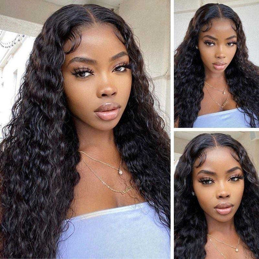 13x6 Lace Frontal Water Wave Transparent Lace Wigs 6 Inch Deep Part Human Hair Wigs