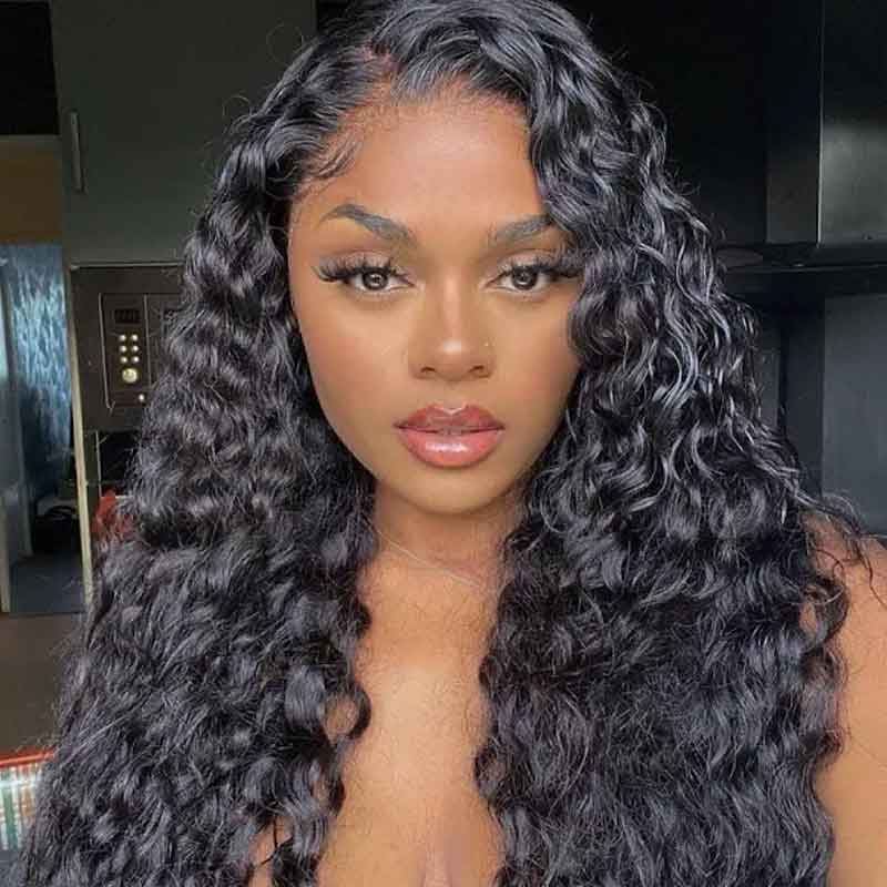 13X6 Loose Deep Wave Transparent Lace Front Wig Soft Virgin Human Hair Wigs 200% Density