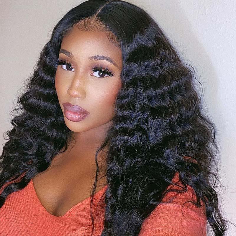 13x6 Transparent Lace Frontal Wigs Loose Wave Human Virgin Hair Wigs