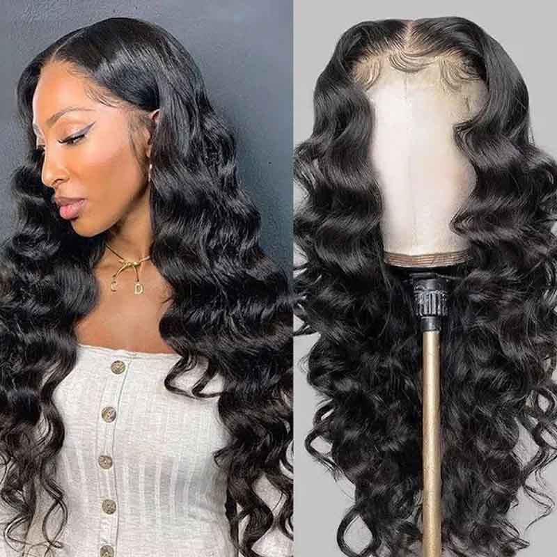 13x6 Transparent Lace Frontal Wigs Loose Wave Human Virgin Hair Wigs