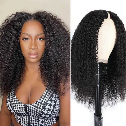 Ulike Afro Curly V Part Wig No Glue No Sew No Gel No Leave Out Needed Virgin Human Hair Thin Part Wig