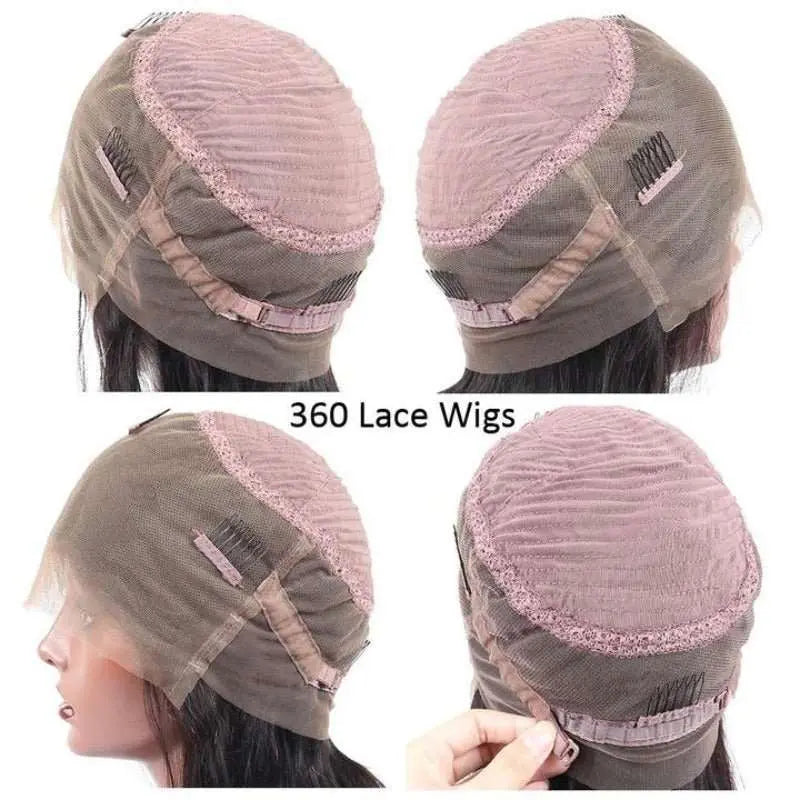 360 Lace Frontal Wig Brazilian Virgin Hair Natural Black Pre-Plucked