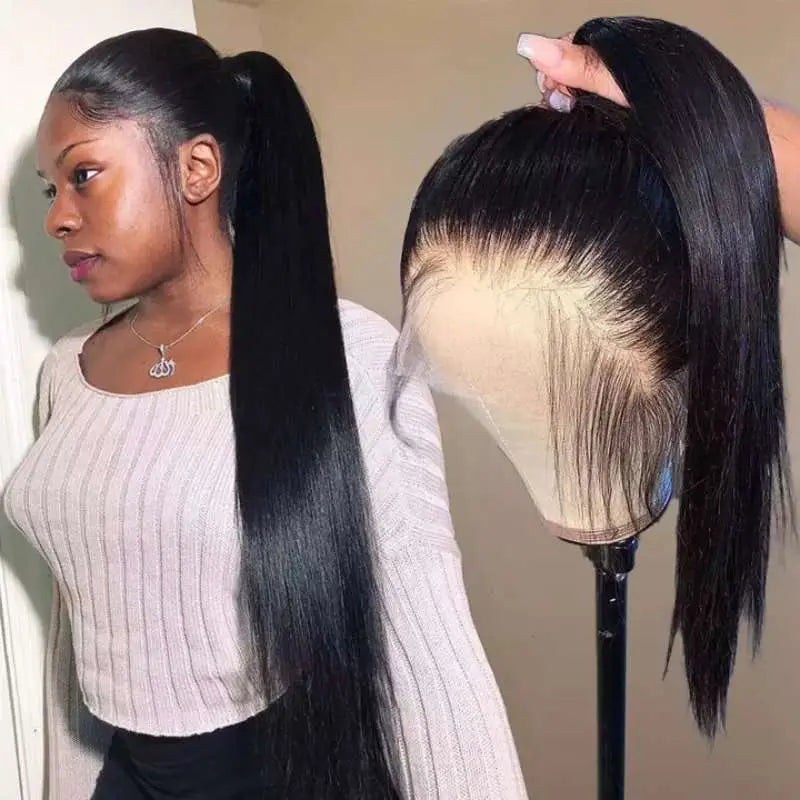 360 Lace Frontal Wig Straight Hair Virgin Hair Natural Black Pre-Plucked