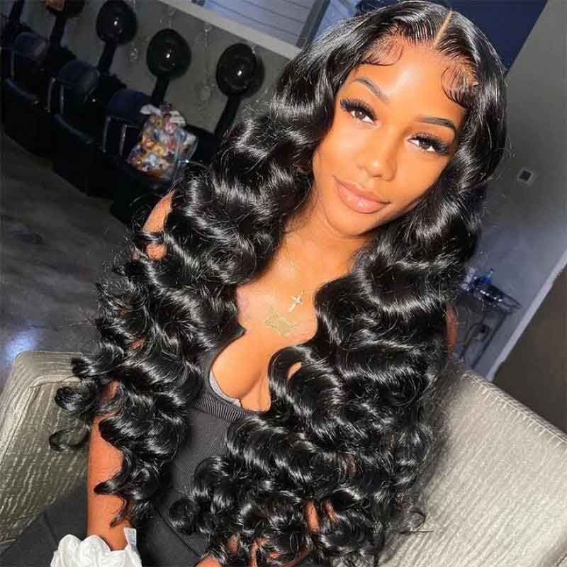 360 Lace Front Wig Pre Plucked Transparent Lace Loose Deep Wave Human Hair Wigs